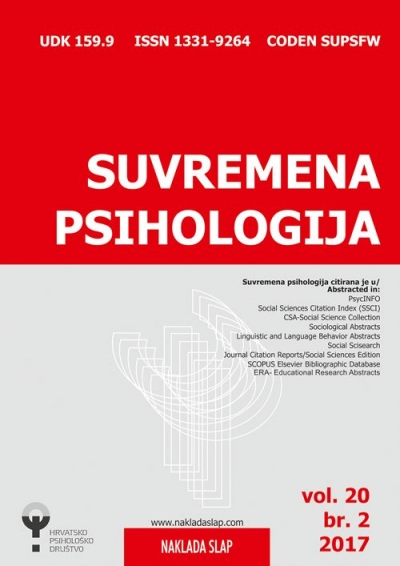 Suvremena psihologija - novi broj Vol. 20, br. 2, 2017
