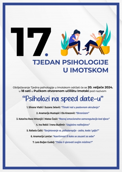 17. Tjedan psihologije u Imotskom - Psiholozi na speed date-u