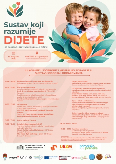 Suvremeni izazovi mentalnog zdravlja i dobrobiti u odgoju i obrazovanju - najava okruglog stola u Rijeci