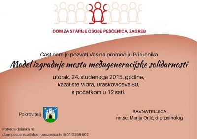 Model izgradnje mosta međugeneracijske solidarnosti - poziv na predstavljanje priručnika