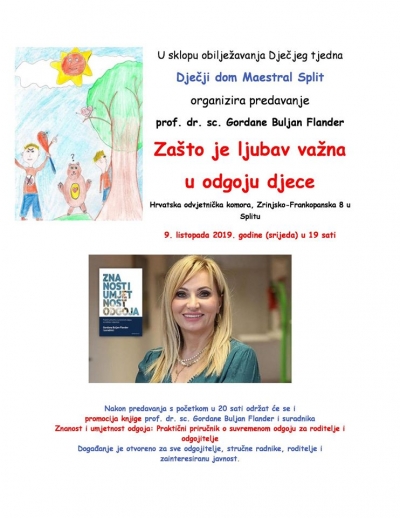 Za&scaron;to je ljubav važna u odgoju djece - predavanje Gordane Buljan Flander u  Splitu
