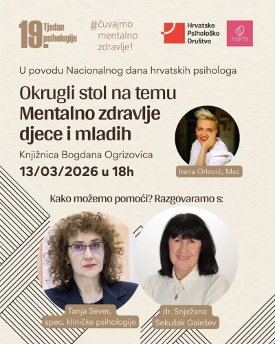 Nacionalni dan hrvatskih psihologa - najava okruglog stola - 13.3.26.