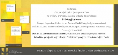 Psihologijske teme - predstavljanje novog broja 31.3.2017. u Rijeci