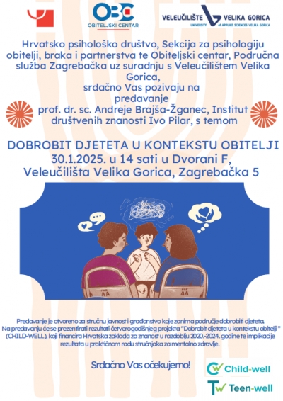 Sekcija za psihologiju obitelji, braka i partnerstva - poziv na predavanje u Velikoj Gorici