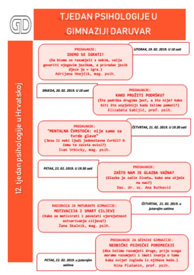 12. Tjedan psihologije u Daruvaru 2019.