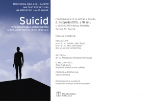 Suicid - fenomenologija i psihodinamika - predstavljanje knjige dr. Aleksandre Mindoljević Drakulić