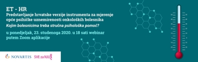 Predstavljanje hrvatske verzije instrumenta za mjerenje opće psihičke uznemirenosti (distresa) onkolo&scaron;kih bolesnika ET-HR