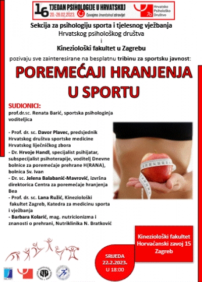 Sekcija za psihologiju sporta i tjelesnog vježbanja - tribina u 16. Tjednu psihologije