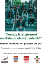 O povezanosti religioznosti i mentalnog zdravlja mladih - najava predavanja u Beli&scaron;ću